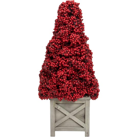 24" Unlit Red Berry Cone Artificial Potted Christmas Topiary By Allstate | Michaels®
